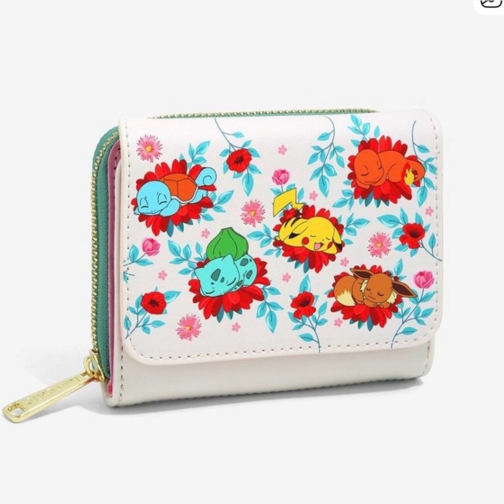 NWOT POKÉMON LOUNGEFLY Sleeping Spring Floral Wallet Anime Charmander Squirtle